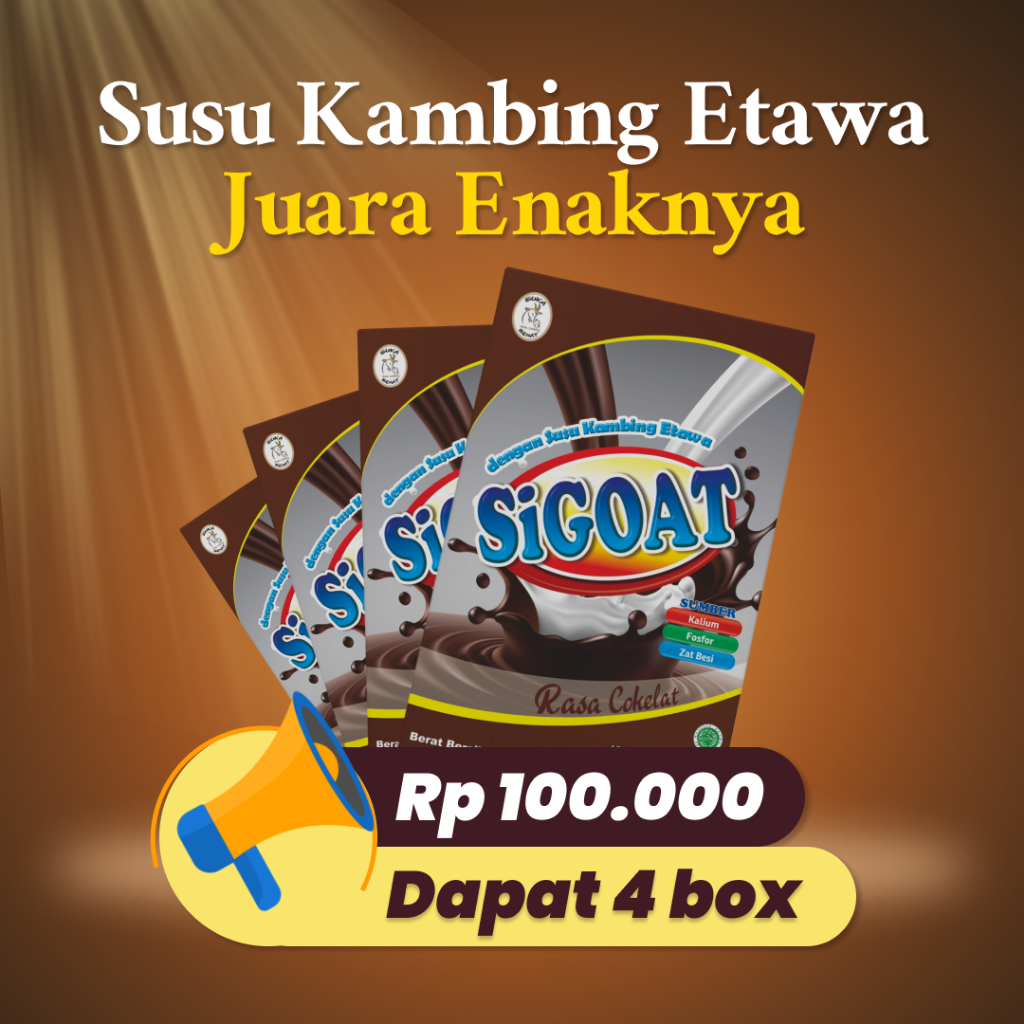 

4 Box SiGOAT Coklat, Susu Etawa Bubuk Bantu Cegah Osteoporosis, Perkuat Tulang dan Sendi