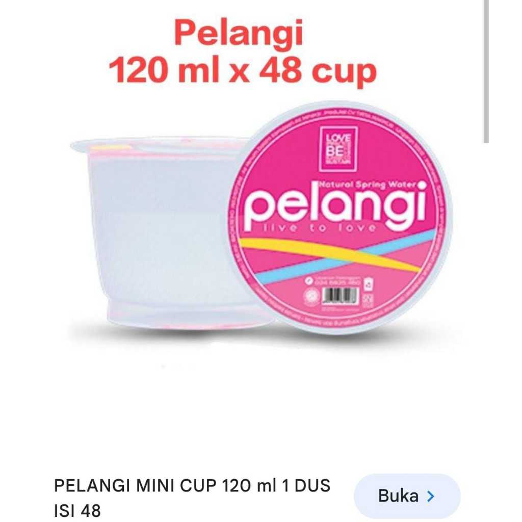 

PELANGI Air Mineral 120ml (48 cup) - Jakarta Barat