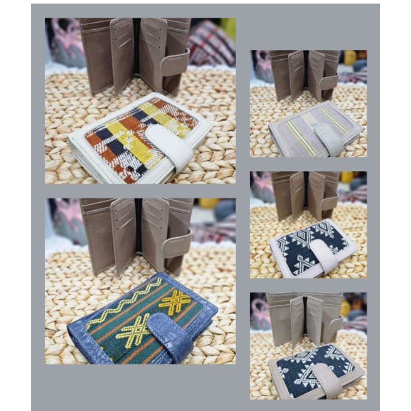 DOMPET PRIA WANITA LIPAT MINI ETNIK TENUN NTT KULIT ASLI
