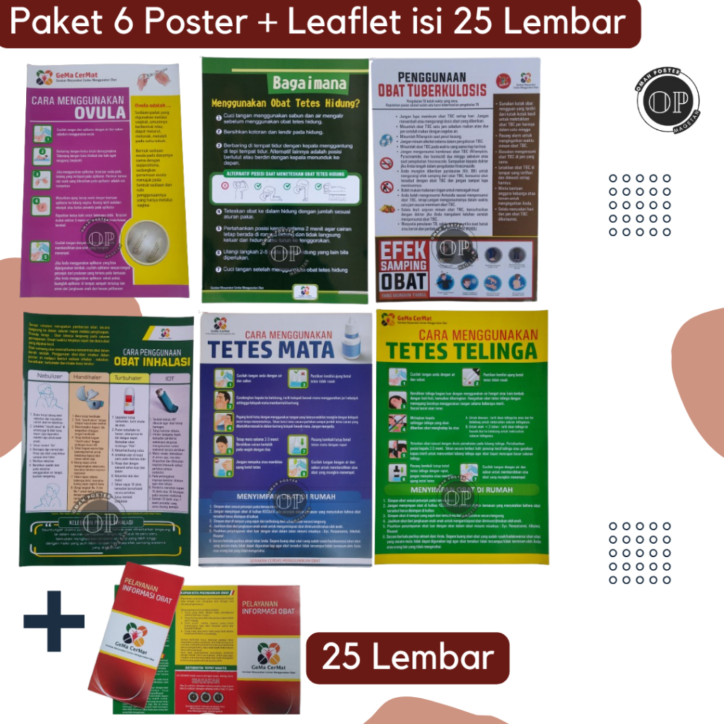 Paket Poster Penggunaan Obat + Leaflet - PIO - Farmasi - Apotek
