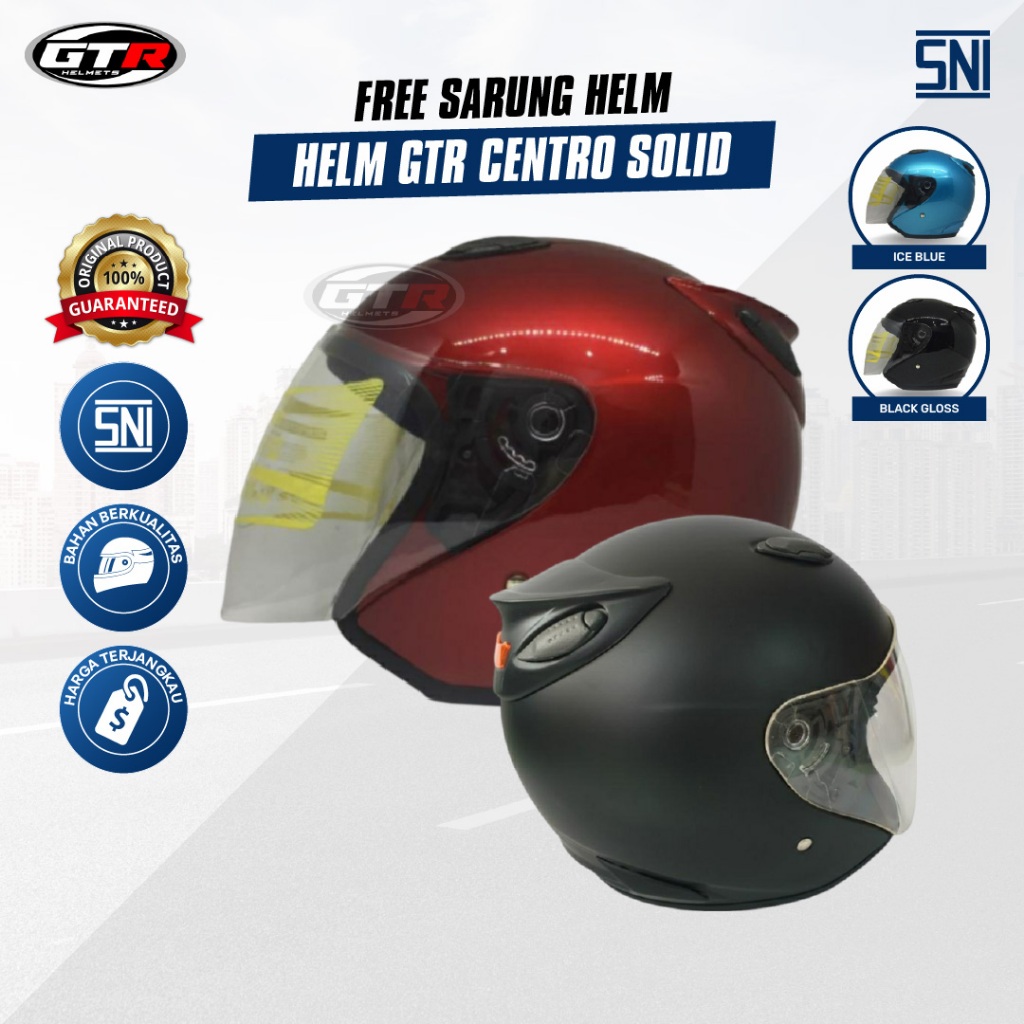 Helm Half Face GTR Centro Solid Standar SNI Pelindung Kepala Wanita Pria Termurah By GTR Helmet