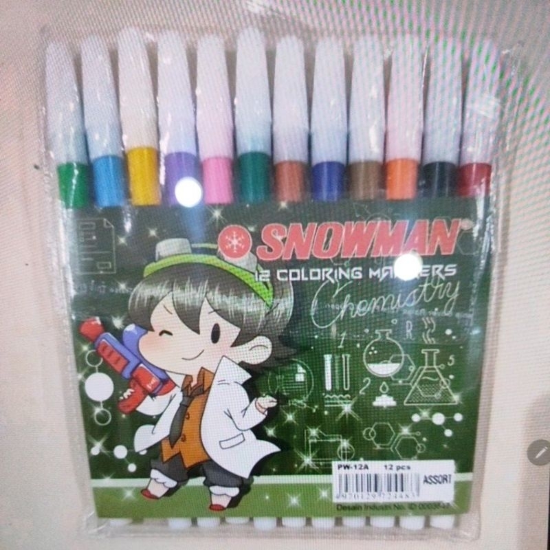 SPIDOL WARNA SNOWMAN /SPIDOL SNOWMAN PW-12A ALAT TULIS MEWARNAI TOKO ALAT TULIS PONTIANAK
