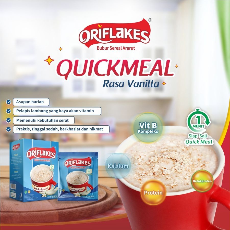 

Oriflakes sereal umbi garut oatmeal granola lambung sachet 150 gram - Vanila