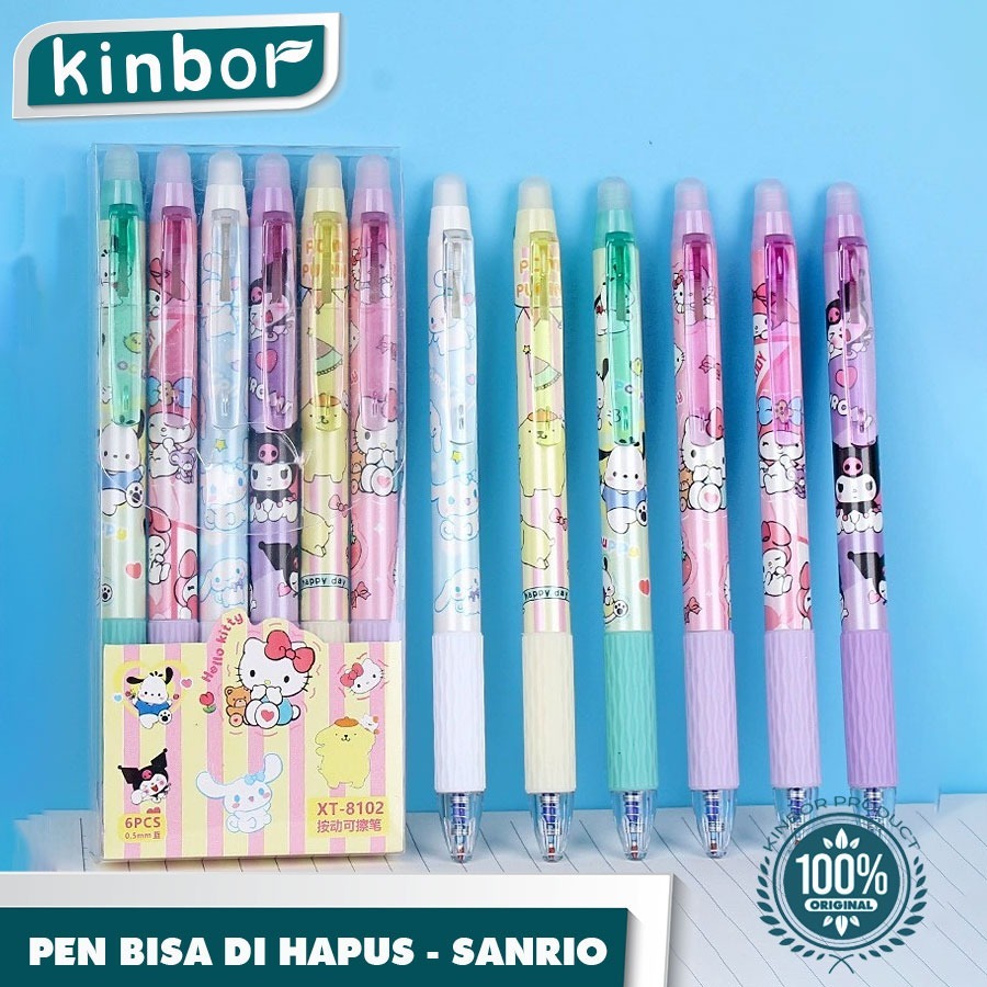 

PENSIL BISA DIHAPUS 6PCS Pulpen Gel Mekanik 0.5mm / Ballpoint Motif Cartoon Lucu Aesthetic Sanrio ( KINBOR )