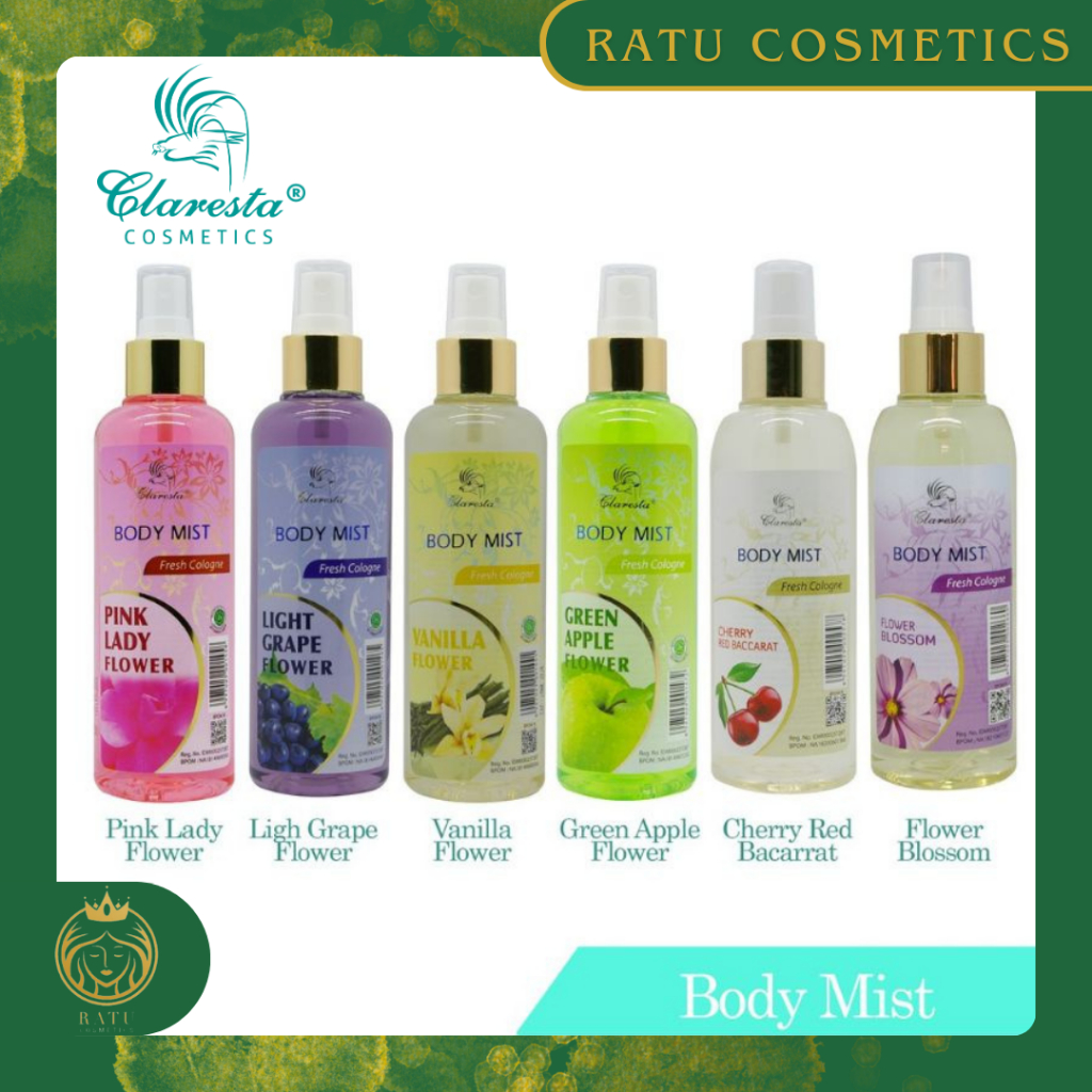 CLARESTA Body Mist 100 mL || - Light Grape Flower - Pink Lady Flower - Vanila Flower - Bombshell Swi