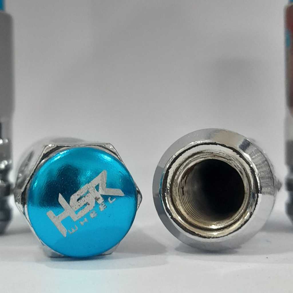 Baut Roda Mobil Merk HSR Warna Biru Baut Racing untuk Mobil Variasi HSR Baut Roda Variasi Mobil