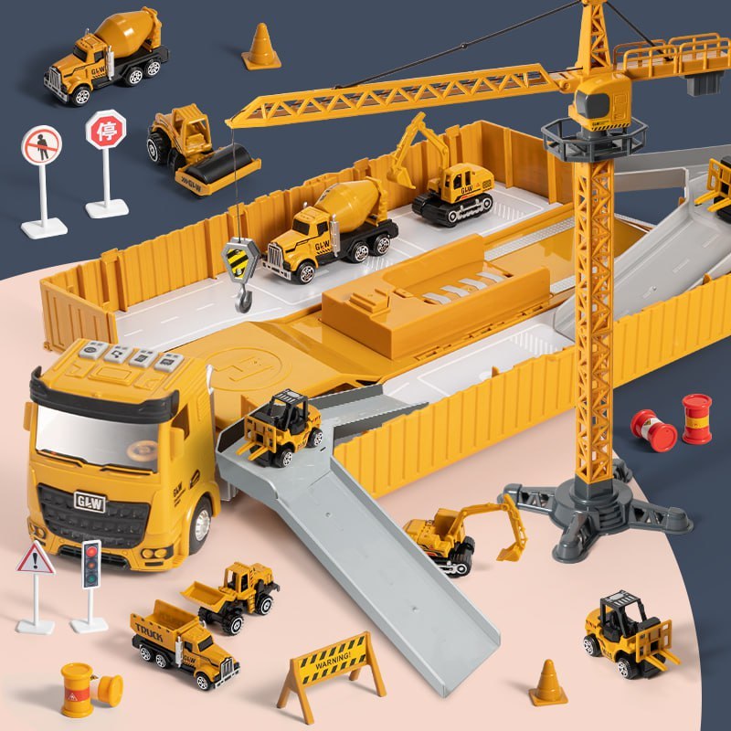 Rail Container Parking - Mainan Edukatif Truk Pekerjaan Konstruksi Latih Imajinasi Anak