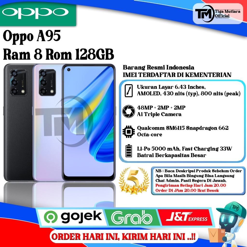 Oppo A95 | A96 Ram 8GB Rom 128GB | 256GB Segel Original & Bergaransi Resmi