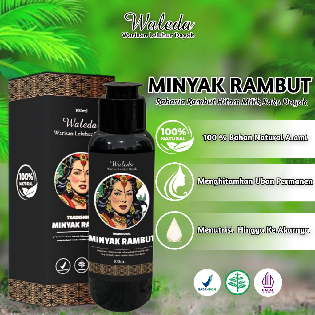 Penghitam Rambut Uban Permanen Alami Khas Dayak-Minyak Rambut Anti Rontok Tradisional