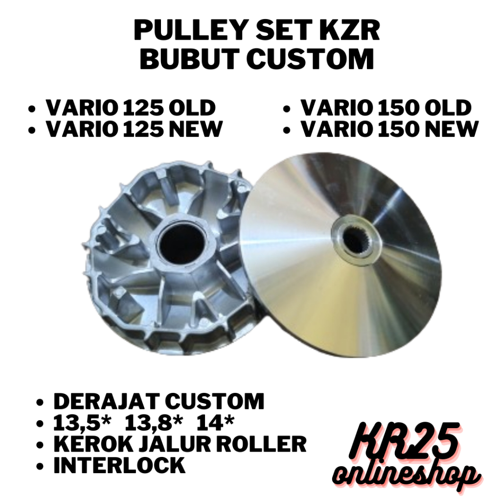 PULLEY SET KZR RUMAH ROLLER CUSTOM KZR PULLEY BUBUT CUSTOM BUBUT RACING KZR VARIO125 150