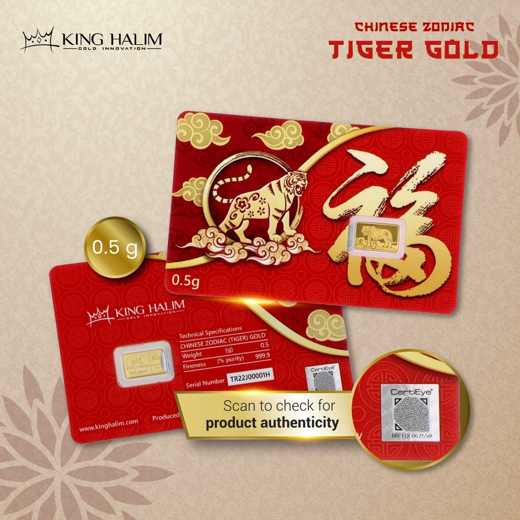 LOGAM MULIA EMAS KING HALIM 0.5 GR - CHINESE ZODIAC TIGER