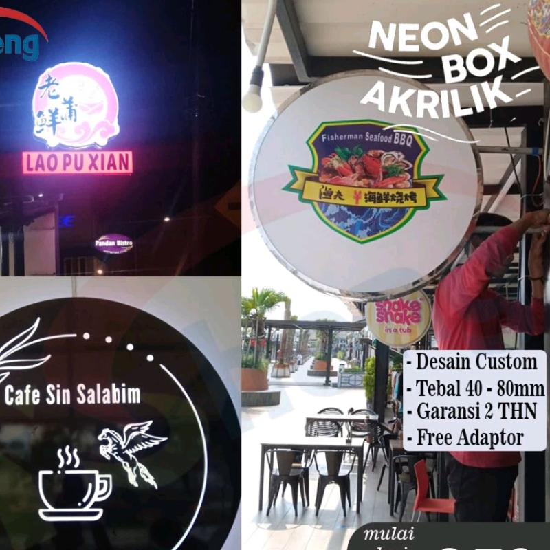 NEONBOX BULAT / KOTAK 1 SISI & 2 SISI / Neon Box Akrilik Custom LED