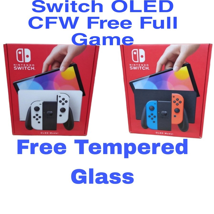 Nintendo Switch Oled Console Neon Red Blue CFW Memory 512GB Isi Game Full
