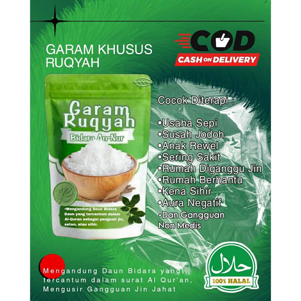 

Garam Ruqyah Bidara An Nur 500gr Untuk Metode Ruqyah Diri - Bisa Dipakai Mandi