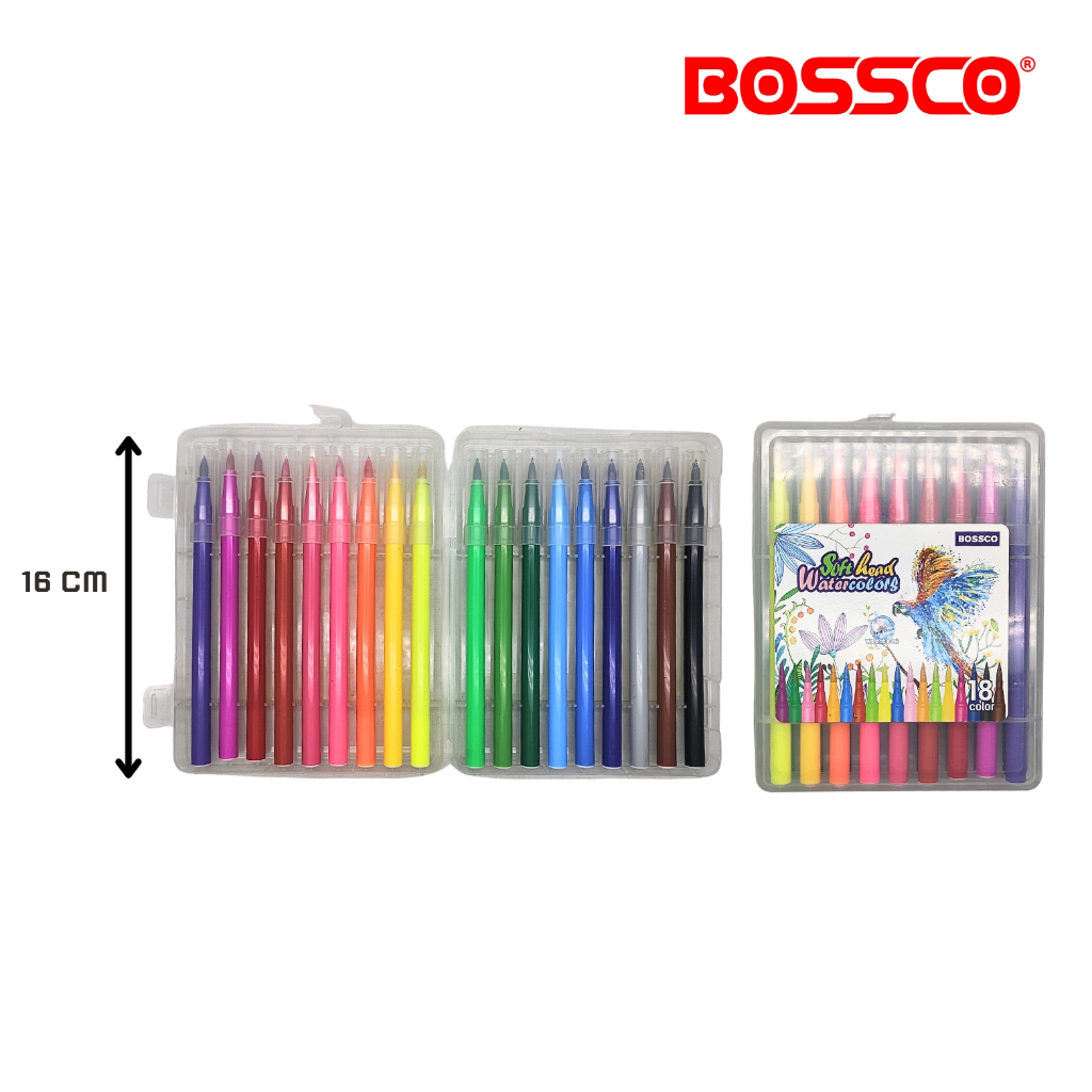 

(18 Pcs) Spidol Bisa Dicuci Dihapus Set 18 Warna BOSSCO Washable Color Pen Marker Serbaguna
