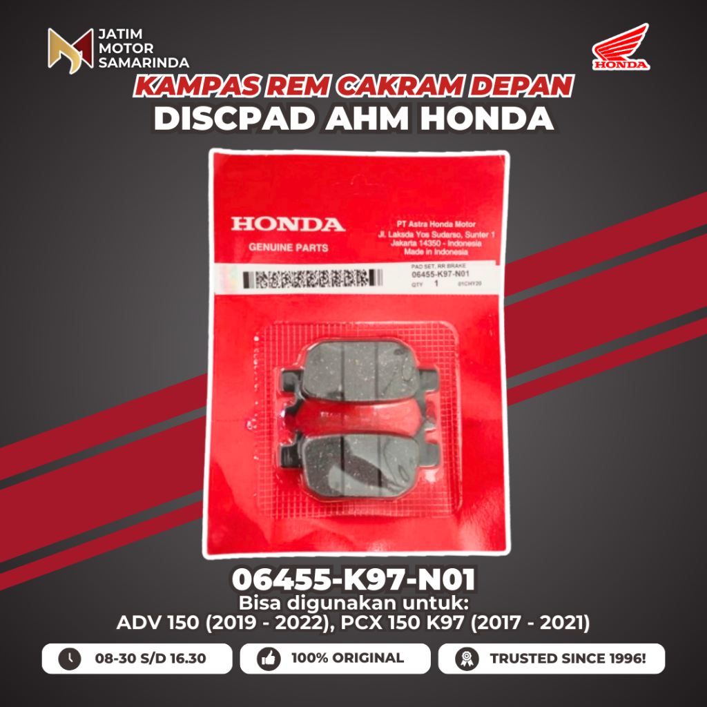Honda AHM Kampas Rem Cakram Discpad Disc Pad Dispet 06455-K97-N01 K97 ADV 150 PCX 150 K97 Original