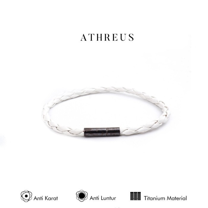 Paket Grosir Emrys ATHREUS 3mm Gelang Kulit Pria Wanita - White, XL 21cm