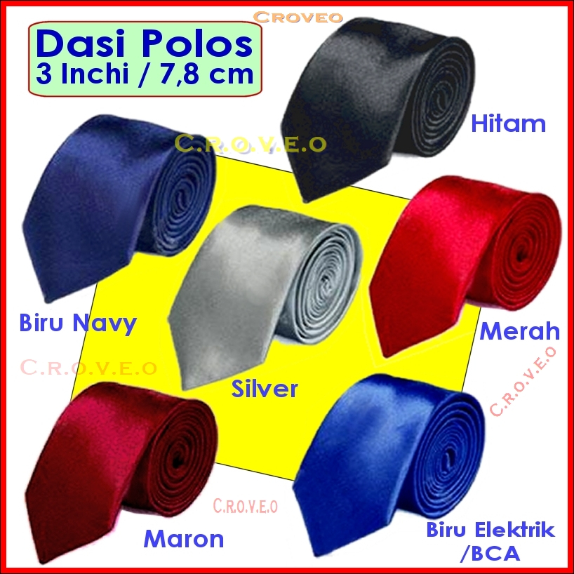 Dasi Polos Pria Panjang Formal Satin 3 inch 3inch Warna Hitam Merah Kantor Kerja Biru Murah WIsuda O