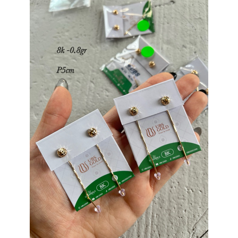 Anting tusuk jarum bulat ukir