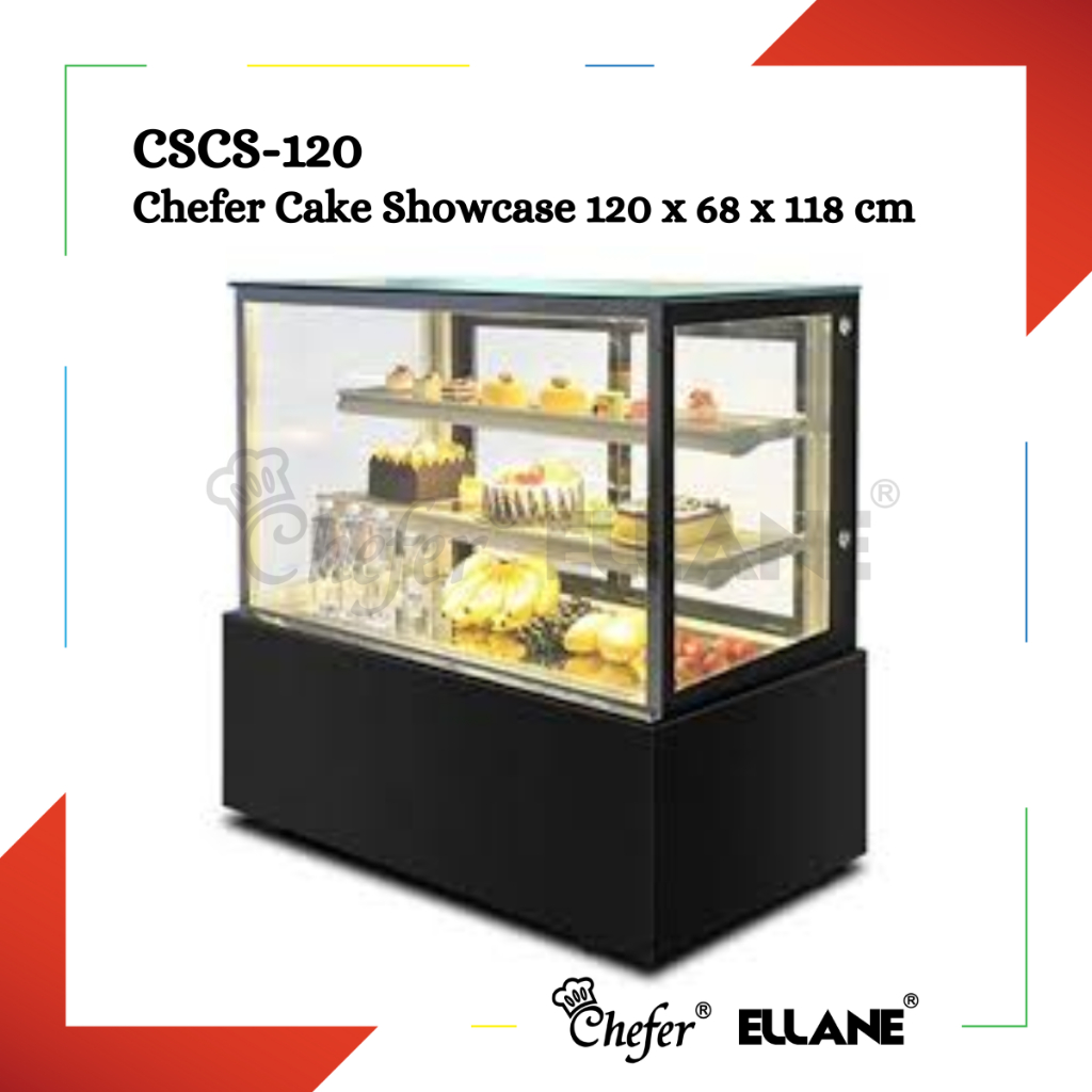 Chefer square cake showcase display kue chiller 3 layer 120cm