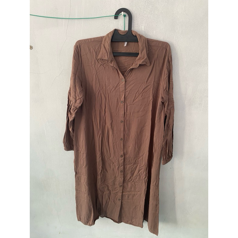 preloved kemeja tunik coklat @shopaholic