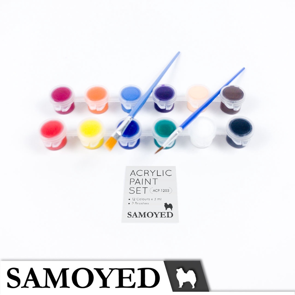

Cat Lukis / Akrilik / Acrylic Paint Set 6 / 12 Warna / Colours x 3 ml Samoyed CAT WARNA