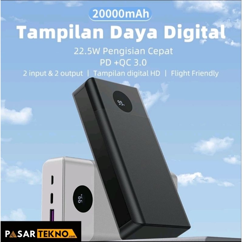 Powerbank Basike dengan Indikator LED | 20.000 mAh | Fast charging 18-22.5 watt