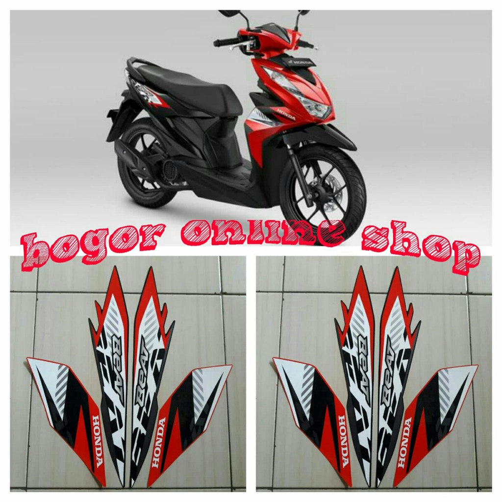 stiker motor beat fi 2023 cbs hitam-merah