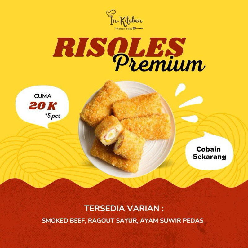 

FROZEN Risol isi SMOKED BEEF, RAGOUT SAYUR DAN AYAM PEDAS. Risol Frozen Halal