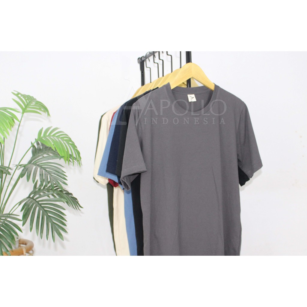 APOLLO Kaos Polos Basic Pria dan Wanita Lengan Pendek Cotton Combed 24S Abu Tua