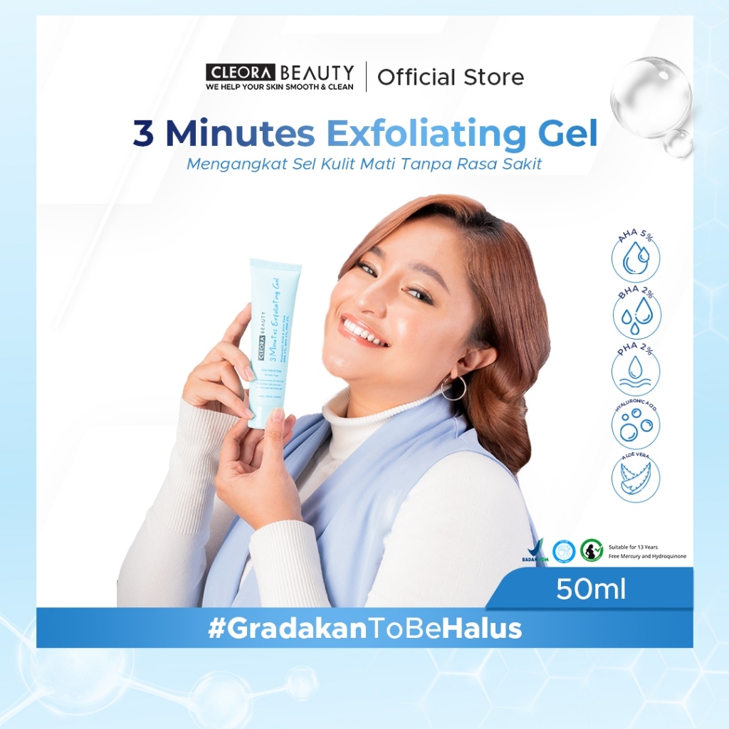 Cleora Exfoliating Gel 50gr With AHA BHA PHA | Exfoliasi Wajah Dengan Niacinamide