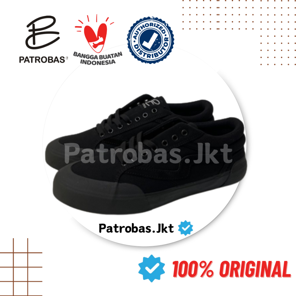 Sepatu Patrobas Cloud Low All Black Original | Sneakers Casual Sekolah Pria Wanita Hitam Original