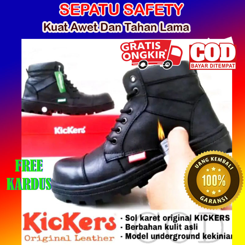 SEPATU SAFETY PRIA ORIGINAL 100% SEPATU SAFETY SEMI BOOTS KICKERS PRIA KULIT BOOT SAVETY BUT SEPTI B