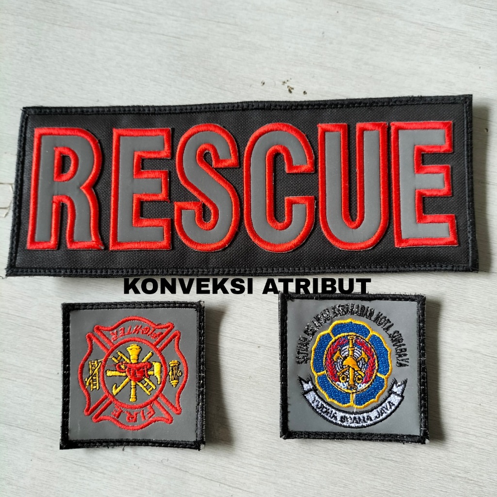 atribut damkar rescue lengkap timbul