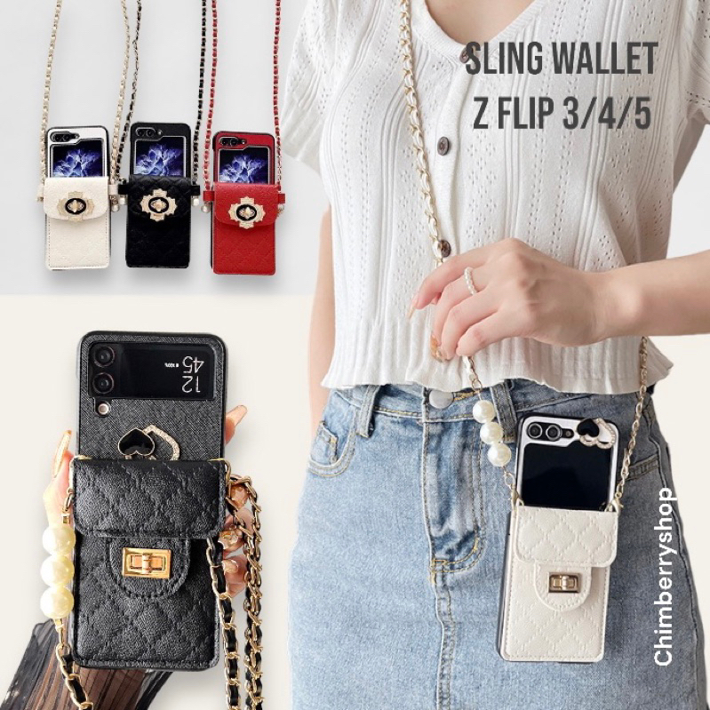 Ready  Wallet Sling Chain Case Casing Dompet Tali Rantai Selempang Samsung Galaxy Z Flip ZFlip 5 4 3