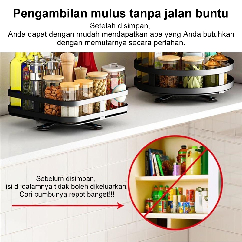 HOT DEALS Rak Putar Bumbu Dapur Rak Bumbu Putar Berputar 360 Derajat Rak Dapur Berputar Rotate