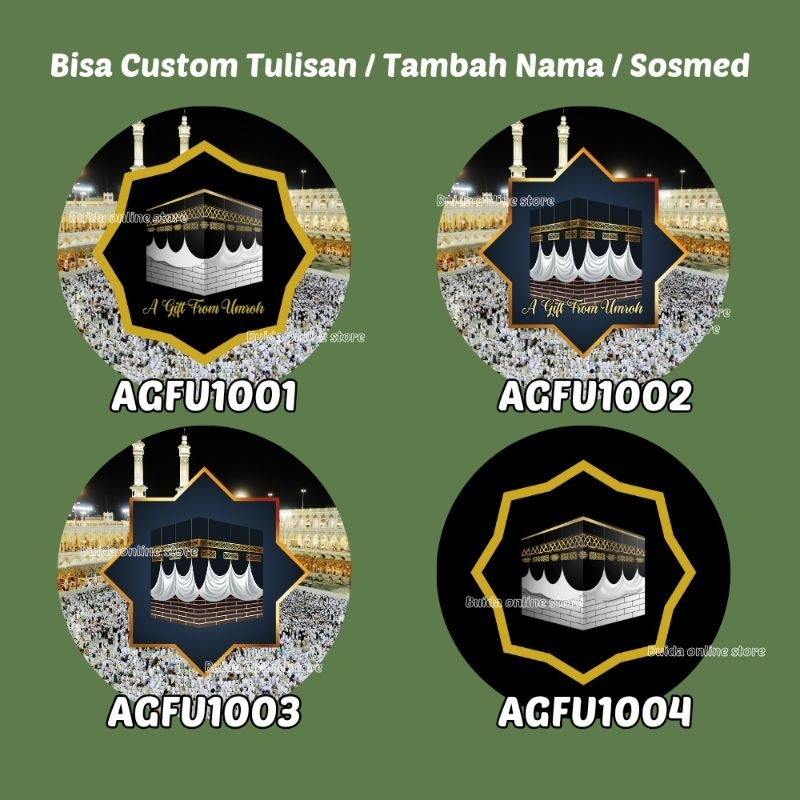 

Label Sticker stiker label A Gift From Umroh Hangtag dekorasi kemasan hangtag packaging oleh-oleh haji Umroh hiasan hampers dus box kotak mika tas souvenir parcel paperbag cup bingkisan Bulat ukuran diameter 7 cm 5,4cm 4,4cm bisa custom tambah nama
