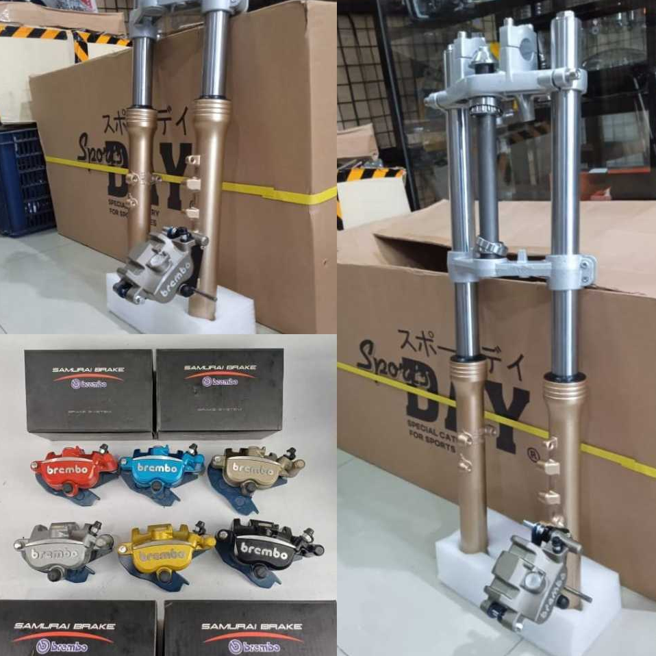 Shock Skok Depan Ninja RR PNP Honda Set Kaliper Samurai 2 Piston Pnp CB GL Tiger Megapro