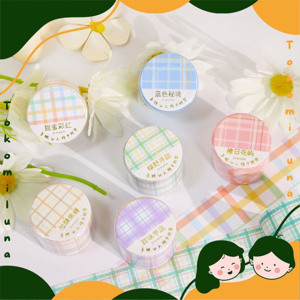 

Japanese checkered washi tape motif plaid tartan ukuran lebar 3 cm panjang 2 meter deco jurnal diy scrapbook estetik minimalis HB1640