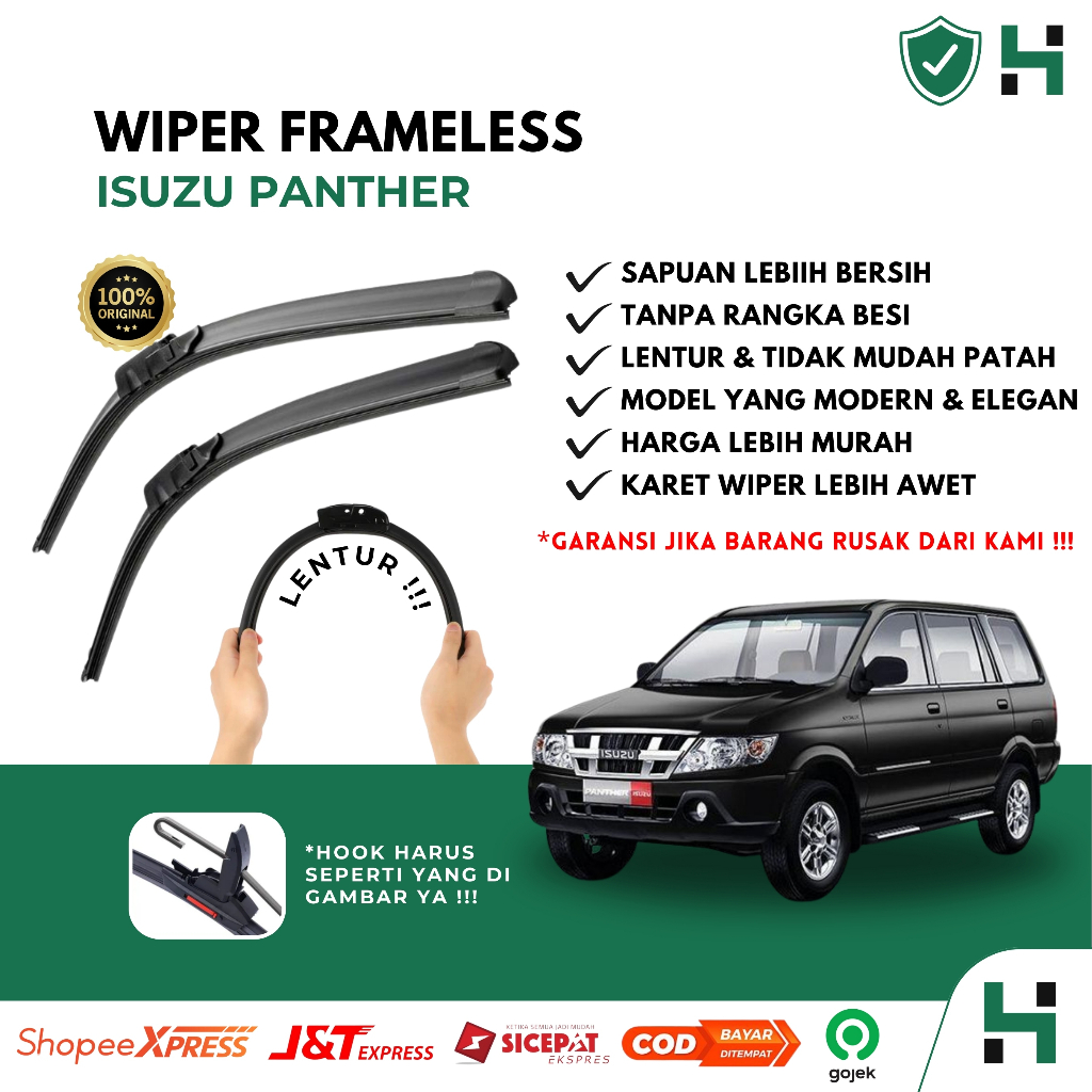 Wiper Mobil Frameless Isuzu Panther Sepasang Isi 2 Pcs Kanan Kiri | Wiper Kaca Mobil Isuzu Panther |