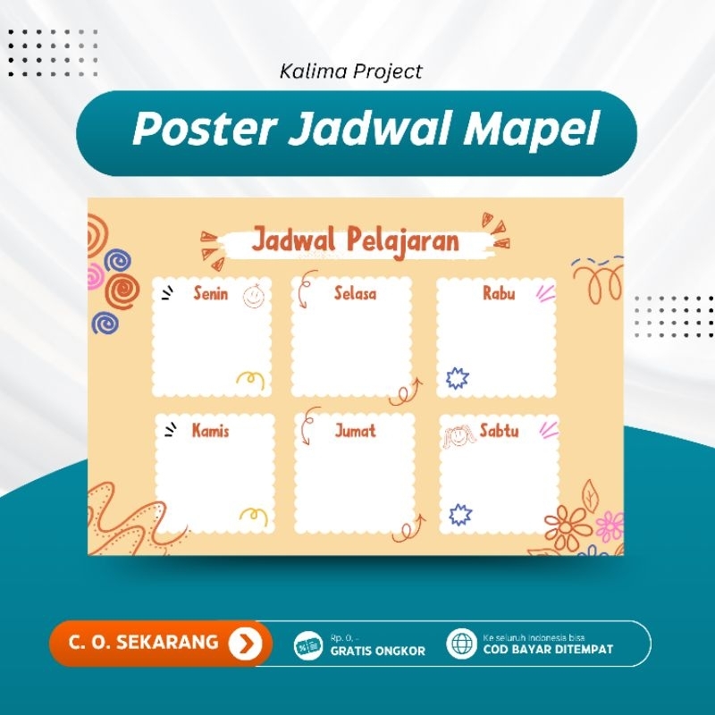 

005 Poster Jadwal Pelajaran Sekolah Poster Jadwal Mapel Kelas