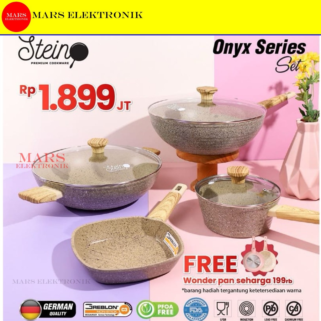 STEIN COOKWARE - PAKET ONYX SET / SATUAN  - ( 4 IN 1 GRANITE SERIES ) - GERMAN TECHNOLOGY GRANITE - 