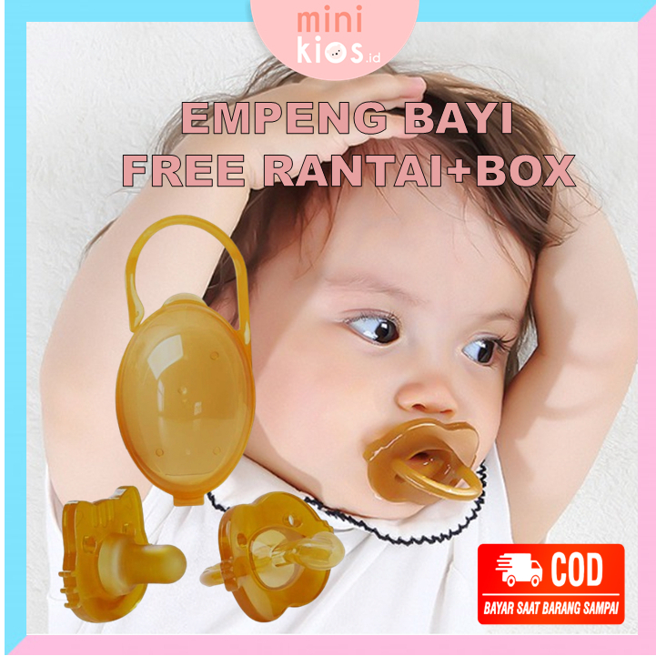 Dot Empeng Bayi Pacifier Newborn Empeng Bayi Silikon Lembut Kompeng Bayi 0-6 Bulan Tali+Kotak