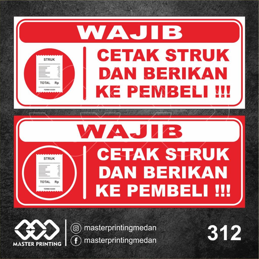 

312 - Stiker Wajib Cetak Struk, Sticker Vinyl, Premium, Tahan Air, Termurah, dan Bisa Custom