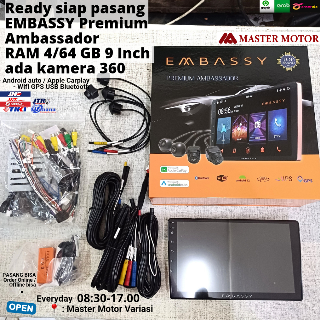 Head unit Android EMBASSY EM 999 Premium AMBASSADOR 9" RAM 4/64 GB kamera 360 Carplay Android Auto H