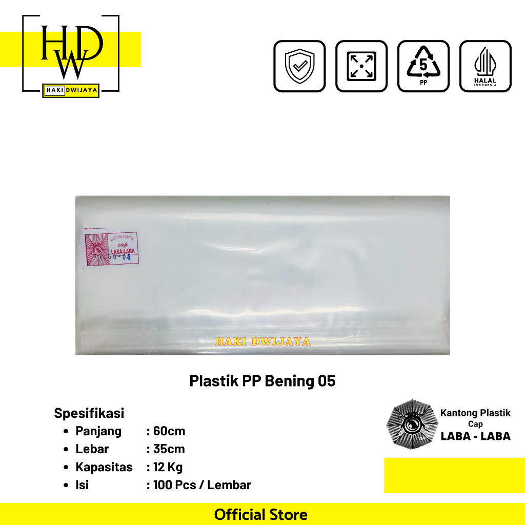 Kantong Plastik Bening PP 35x60cm 12kg Tebal 0,5 - Laba Laba