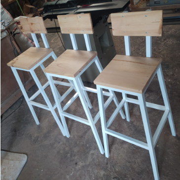 Custom kursi sandaran tinggi 80 & sandaran 30cm besi kayu jati belanda