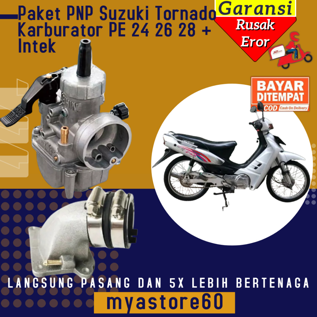 Paket PNP Suzuki Tornado,RC100,Crystal,RC80,Bravo Langsung Pasang!!! Karburator Karbu KEIHIN PE 24