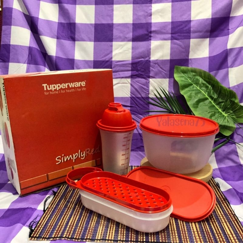 Simply Red Set (isi 4) New Ori Tupperware
