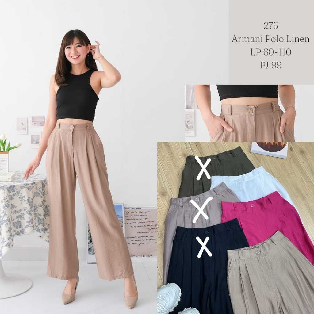 Celana Wanita Kulot Armani Polo Linen